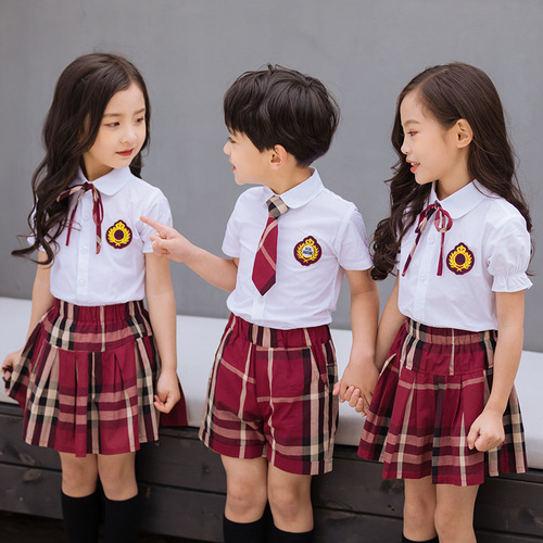 School uniform summer performance suit for elementary students, kindergarten uniform, British style set, dance costume, performance suit, graduation suit