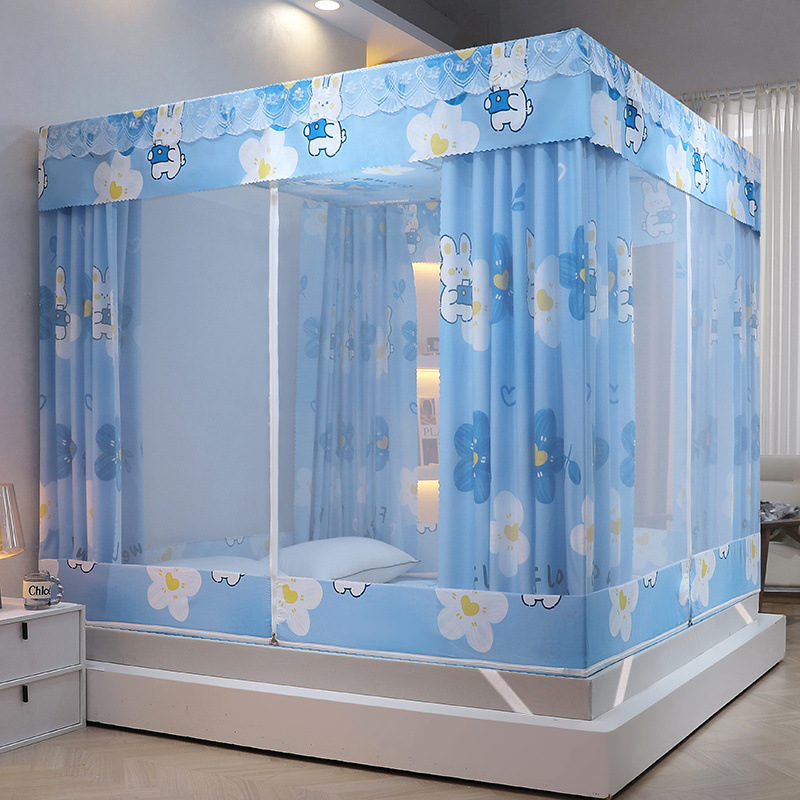 2024 nueva cama sentada, sombreado y a prueba de mosquitos, mosquitera integrada para el dormitorio doméstico, cama anti-caída, engrosamiento, hilo de tienda