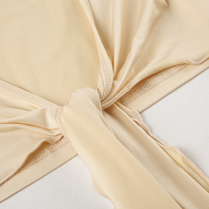 European And American Sexy Style Basic Versatile Skin-colored Strap Low V-neck Ultra-short T-shirt For Women, Slim Fit,_ecoleips.com