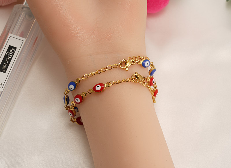 Ethnic Style Devilu0027S Eye Stainless Steel Enamel Bracelets