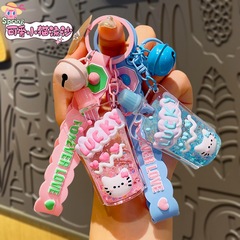 オイル入り発光バブルビーズミルクティーカップキーホルダーかわいい液体流砂ペンダントスクールバッグアクセサリー小さなギフト卸売