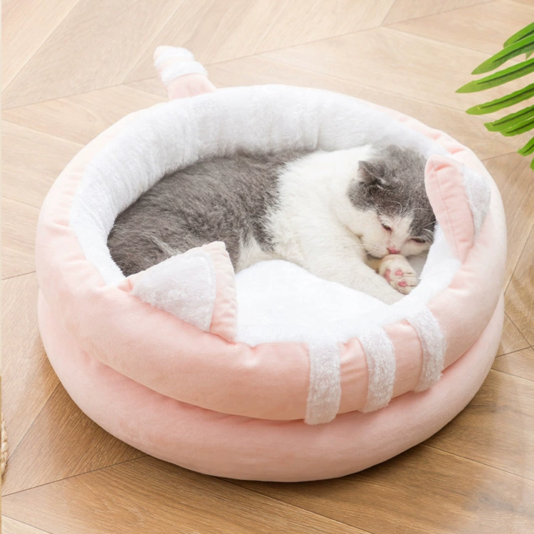 Поколение кошачьего гнезда для домашних животных Полузакрытое кошачье гнездо Собачье гнездо Four Seasons Удобное гнездо для домашних животных на флисовой подкладке Не съемное заводское гнездо