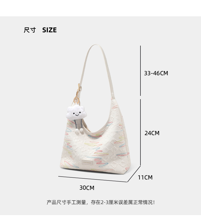 Túi tote vải nữ cỡ lớn đeo chéo đi làm — màu trắng ngà, Gạo trắng chi tiết 9