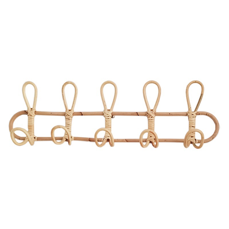 Hecho a mano ins Retro Ropa de ratán real y gancho de sombrero simple gancho de pared gancho de ropa decorativa gancho de ropa de pasillo gancho de niños