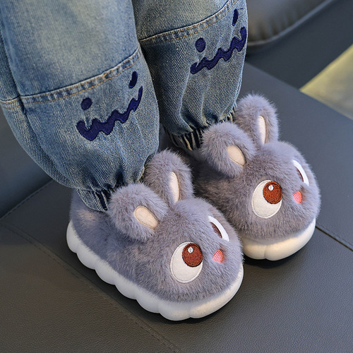 Winter New Rabbit Children's Cotton Slippers Winter Men and Women's Children's Cute Cartoon Bagged Anti-Slip Indoor Baby 
