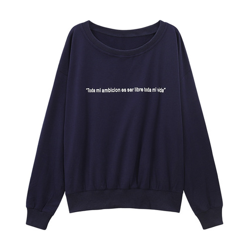 Ladies Off-the-Shoulder Long Sleeve Hoodie with 2025 Early Autumn Letter Print Loose Design Student Top