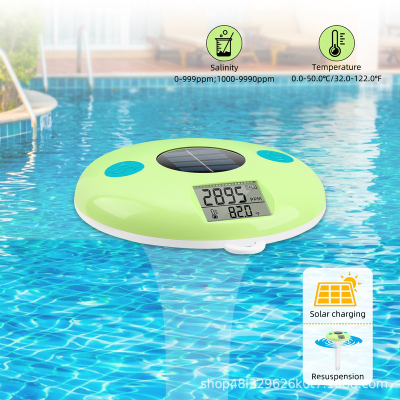 Solar Charging Two-In-One Salt Salinity/Temperature Water Quality Detector Swimming Pool Seawater Floating Monitor