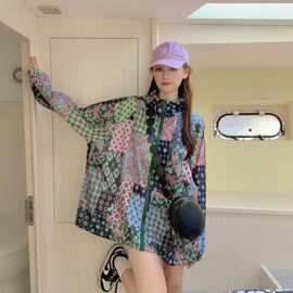 夏季新款腰果花防晒衣女特大码300斤宽松休闲透气轻薄上衣外套