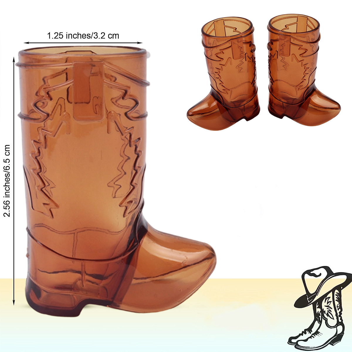 Botas de vaquero Copas de vino de plástico Bebidas de fiesta temáticas de vaquero occidental Copas de vino transparentes Suministros de despedida de soltero