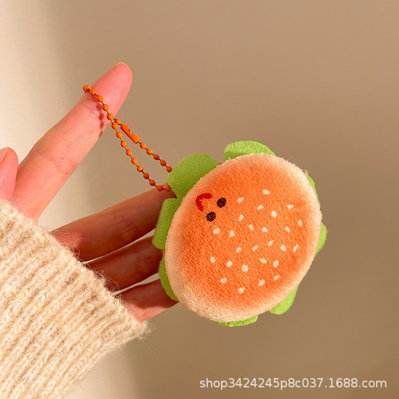ぬいぐるみハンバーガー人形ペンダント多用途バッグキーホルダー人形ペンダントかわいいクリエイティブジュエリー卸売食品おもちゃ|undefined