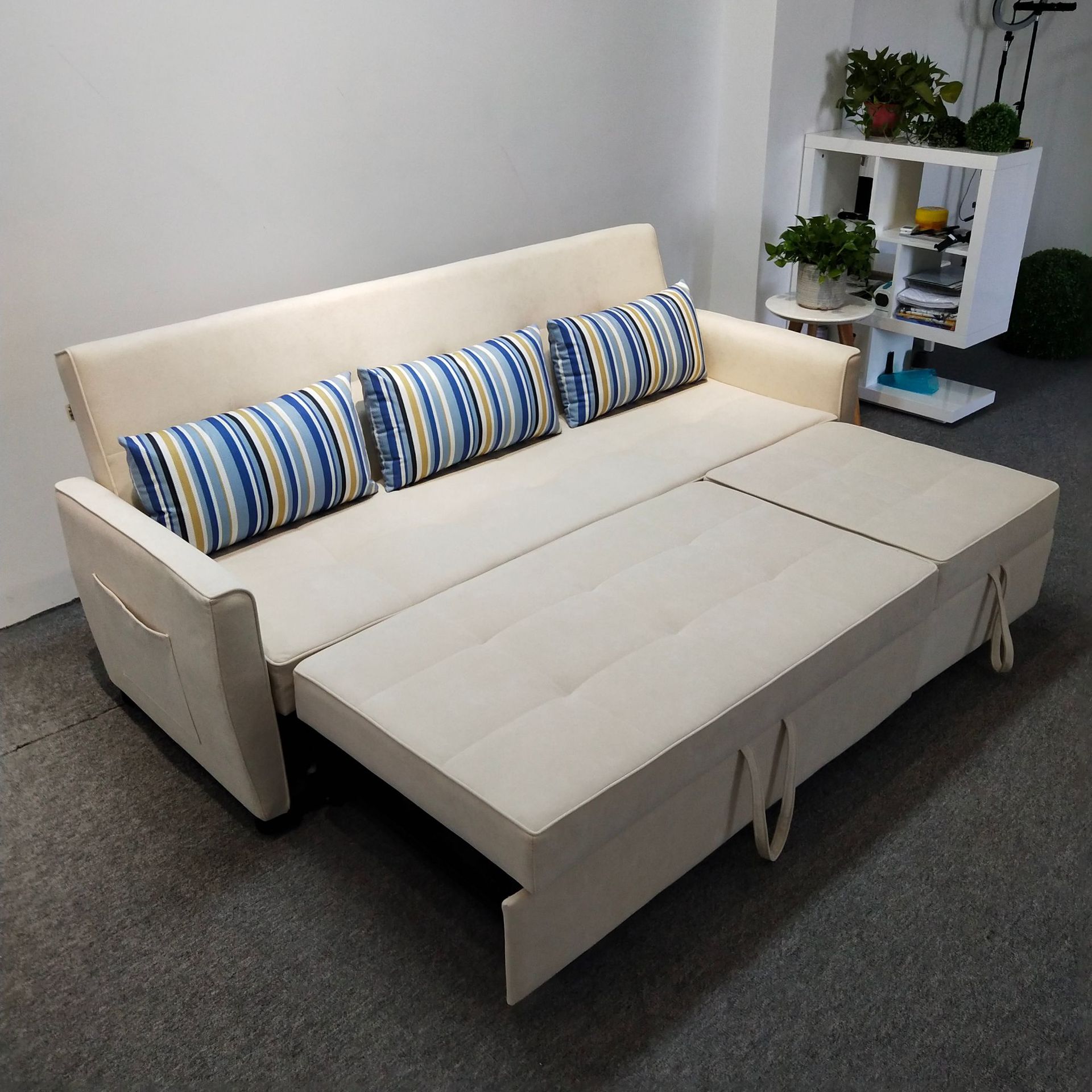 Sofá cama doble uso plegable pequeño tipo casa multifuncional sofá de tela desmontable y lavable