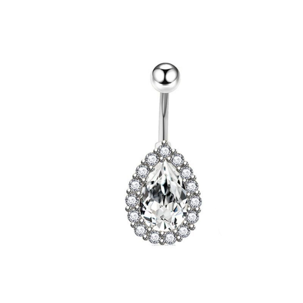 Piercing nombril goutte d'eau avec zircon et coeur strass_voghion.com