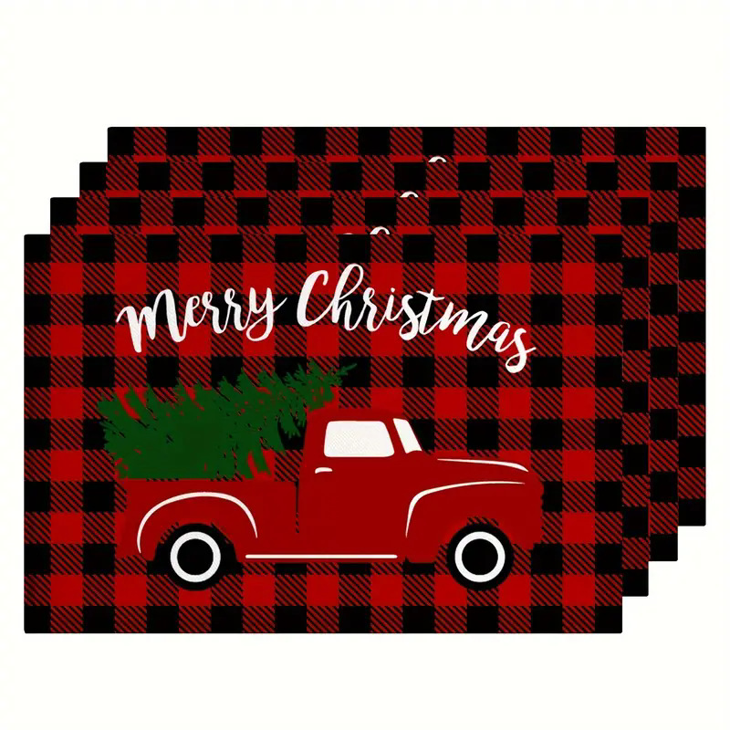 Transfronterizos lino almohadilla de mesa Aliexpress TEMU Amazon almohadilla de mesa cuadrada búfalo rojo almohadilla de Navidad Día de la Independencia