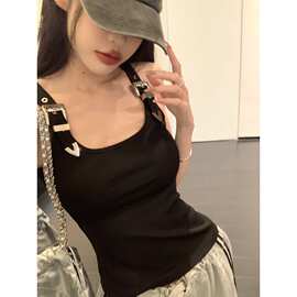 法咖欧 美式无袖吊带背心女内搭外穿夏季辣妹抹胸上衣设计感小众