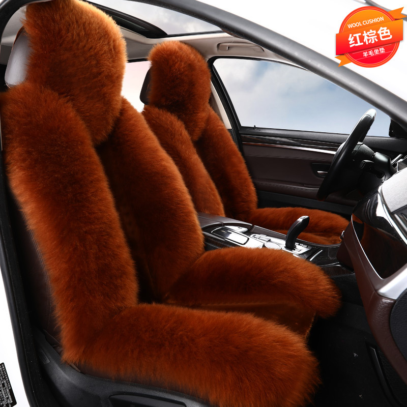 Winter wool car seat cushion plush seat cover pure wool long hair winter wool pad warm thickened car mat popular online