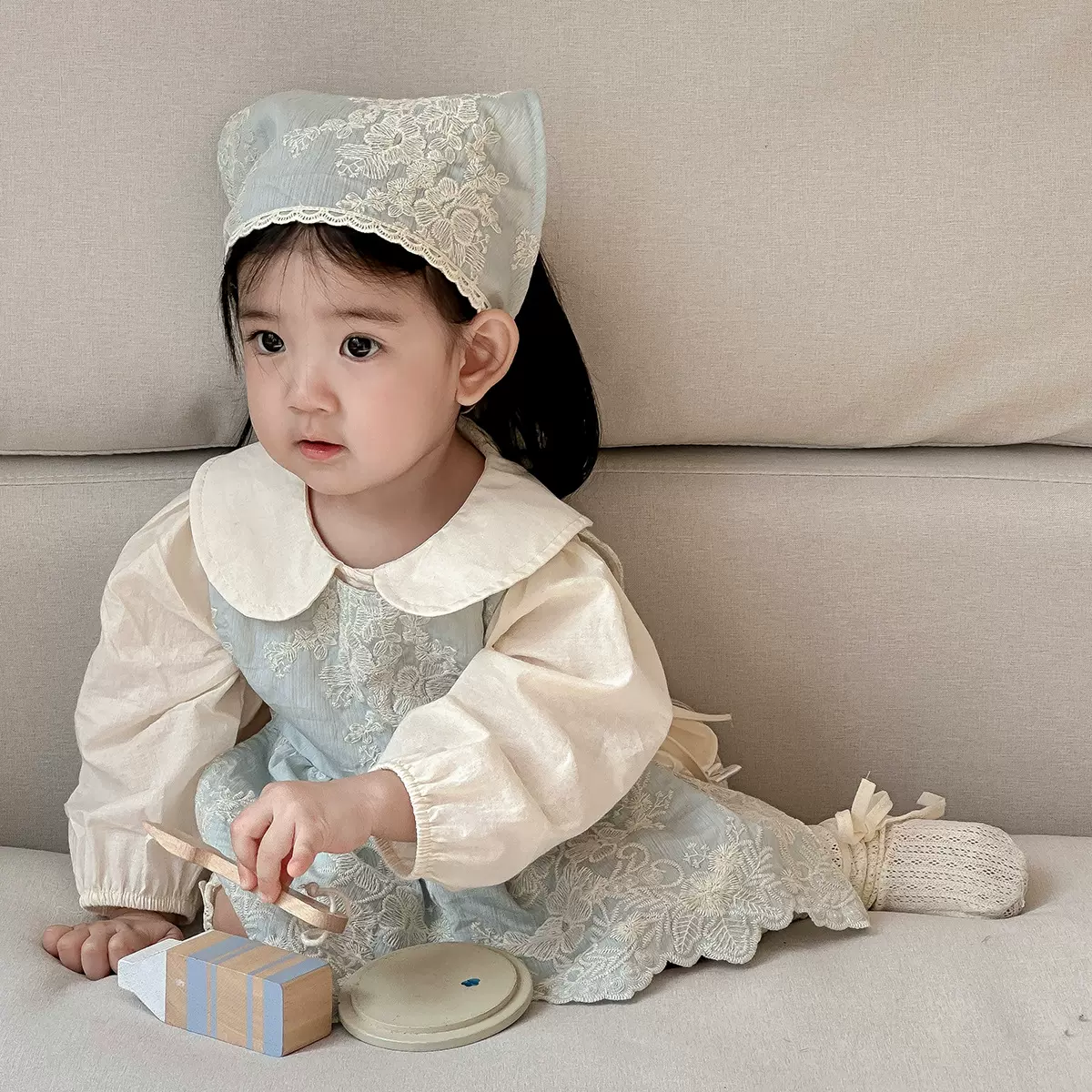 点兮婴儿衣服春装婴幼儿连体衣洋气宝宝包屁衣公主套装外出服春季