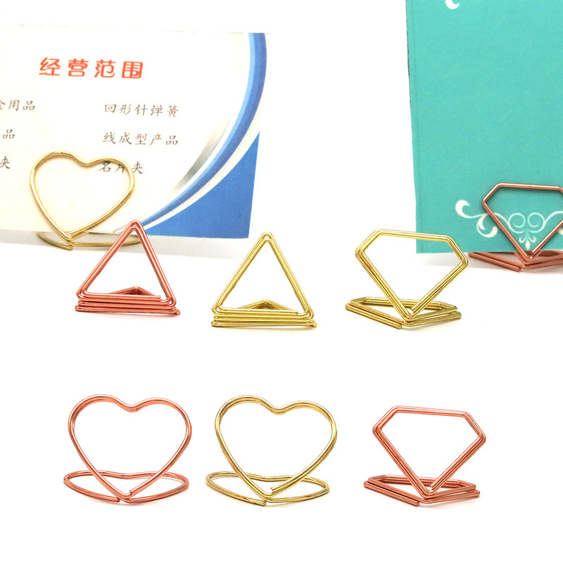 Table No. Holder Heart-shaped Placement Card Holder Wedding Seat Label Holder Triangle Holder Wedding Photo Memo