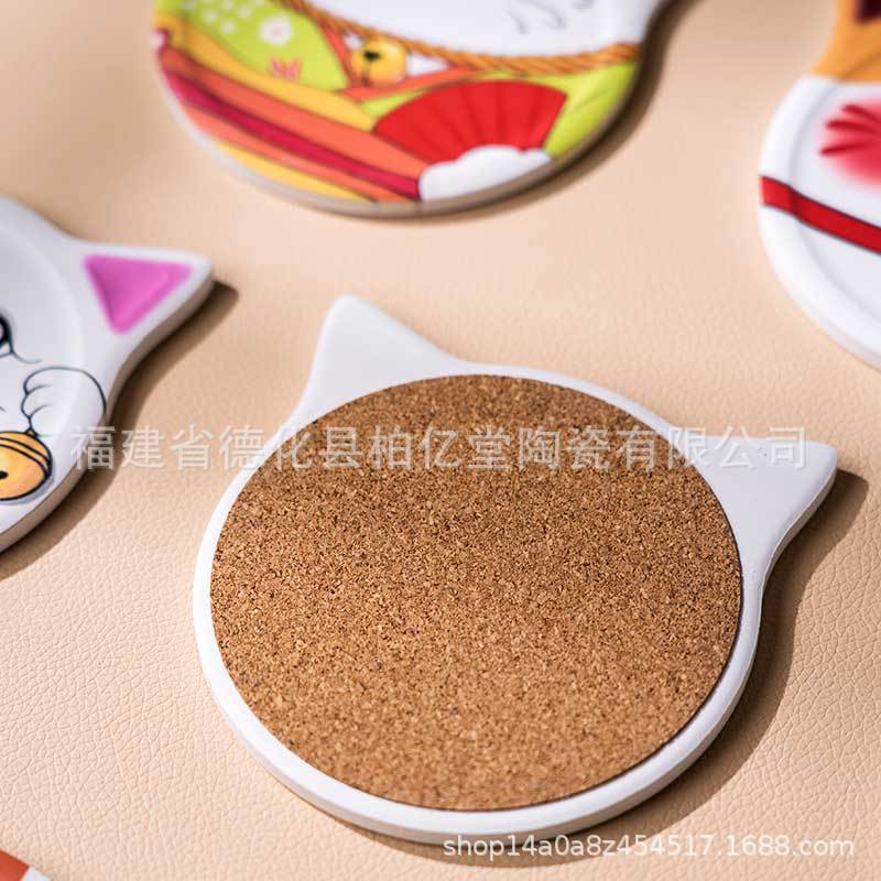 アマゾンの新型日本式猫頭シリーズ陶磁器コースター断熱吸水マット