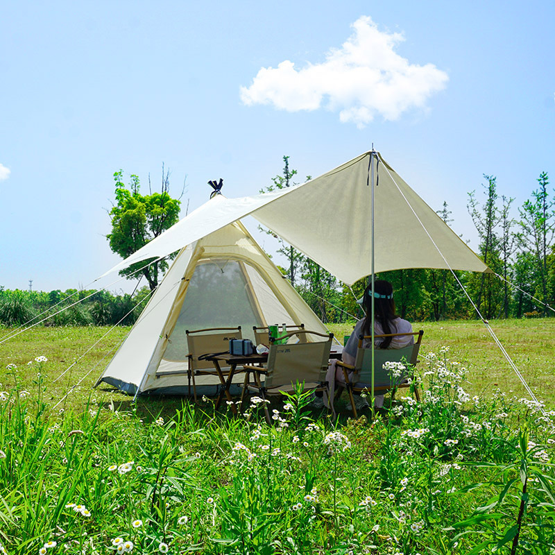 Carpa piramidal multifuncional, carpa india para 3 a 4 personas, carpa de camping con techo puntiagudo, protección solar y a prueba de lluvia para exteriores.