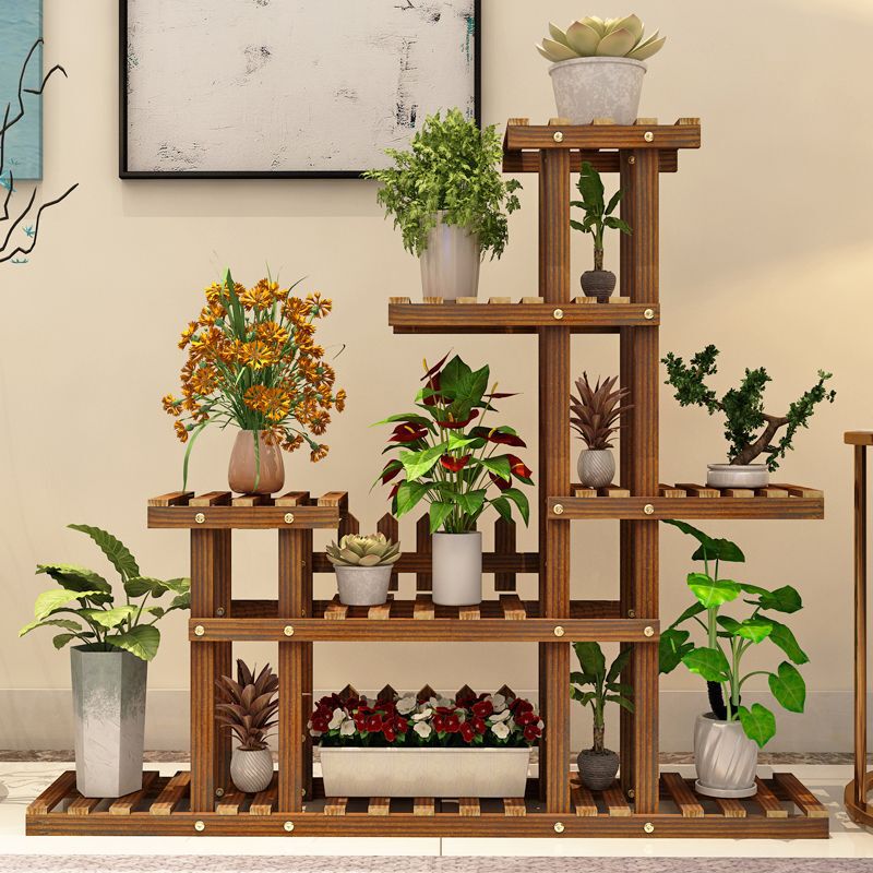 フラワーラックバルコニー無垢材フラワーラック収納ラック屋内ホーム多肉植物床装飾植木鉢ラックリビングルーム木製|undefined