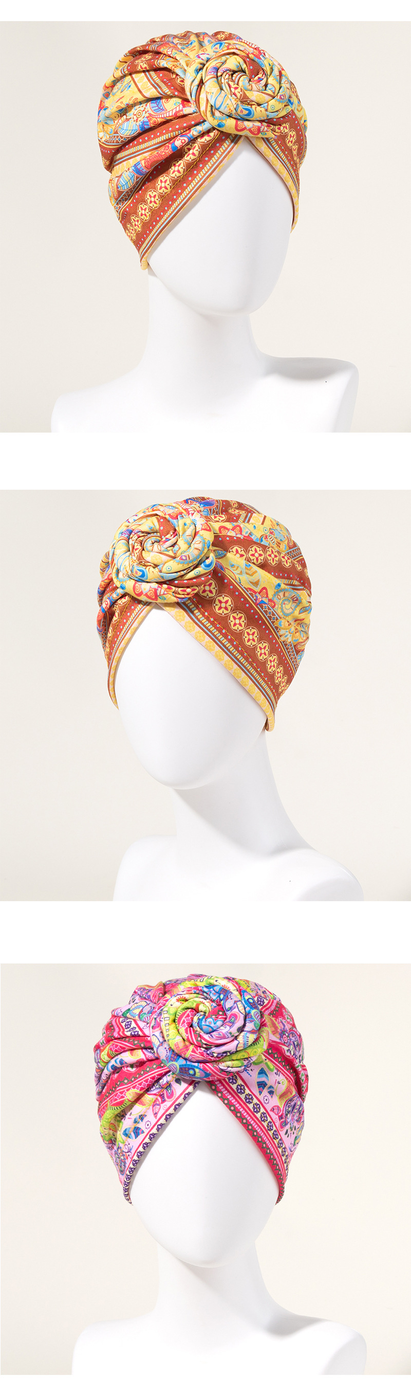 Women's Elegant Basic Ethnic Style Color Block Stripe Eaveless Beanie Hat display picture 2