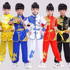 儿童武术服练功服长短袖中小学生中国功夫舞龙民族风刺绣表演服装