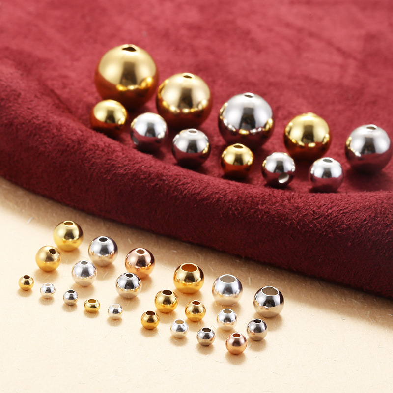 S925 Silver Gold-Plated Positioning Beads Loose Beads Round Beads Smooth Beads Spacer Beads DIY Beaded Bracelet Accessories Lz S925 Silver Gold-Plated Positioning Beads Loose Beads Round Beads Smooth Beads Spacer Beads DIY Beaded Bracelet Accessories Lz