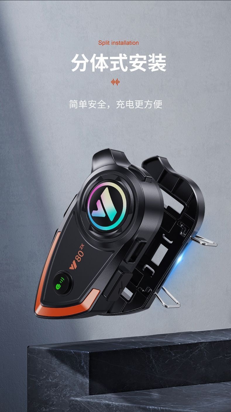 Y80-2X helmet Bluetooth headset, cycling intercom, full-face helmet with built-in powerful bass speakers, waterproof and cold-resistant