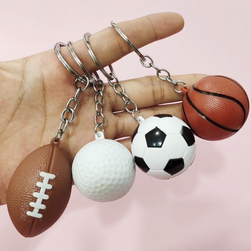 Cross-Border 3.8cm Football Keychain Basketball Pendant Student Bag Decoration Sports Peripheral Gifts Tennis Rugby