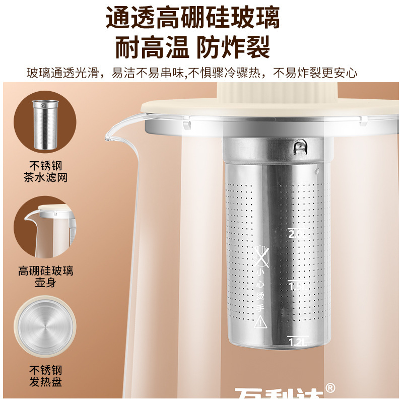Wanlida 健康ポット 2.0L 大容量多機能煎じ薬ポット全自動オフィスケトルフラワーティーポット|undefined