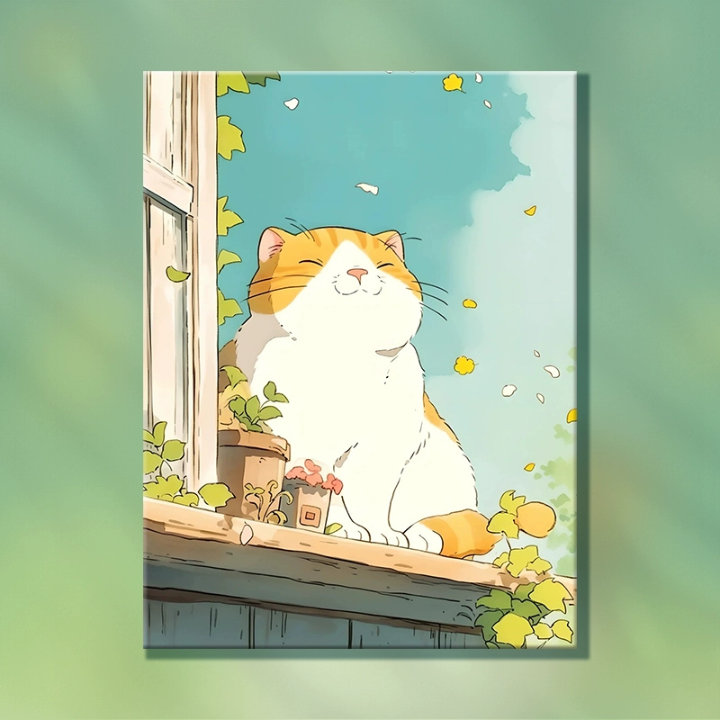✅Фуци Fat Cat Diy цифровая масляная живопись 2025 новый стиль чтобы снять стресс тело вручную рисование раскраска самостоятельно
