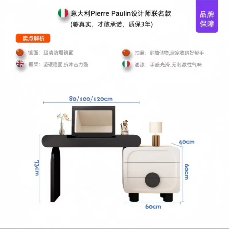 Nuevo estilo princesa china pintura de madera maciza tocador de explosión dormitorio de una pieza estilo retro pequeño apartamento plegable mesa de maquillaje