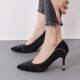 High Heels Women's Spring and Autumn 2023 New Stiletto Heel Black Pointed Toe All-match Professional Etiquette Shoes Internet Celebrity French Single-layer Shoes