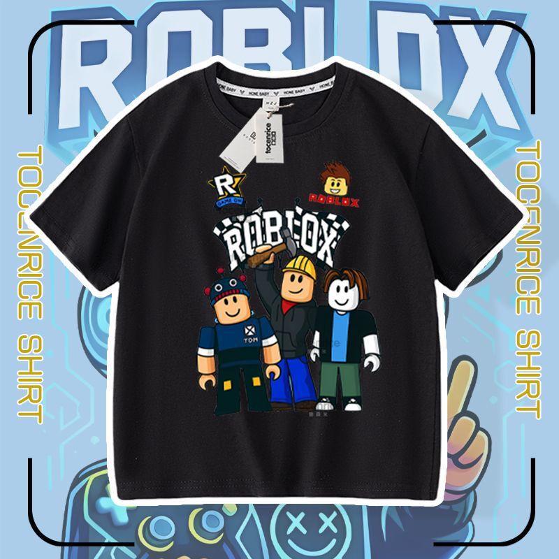 Roblox Short-Sleeve T-Shirt for Boys, Summer Half-Sleeve Top, Children's Clothing, Roblox Print Half-Sleeve Shirt, Trendy T-Shirt Roblox Short-Sleeve T-Shirt for Boys, Summer Half-Sleeve Top, Children's Clothing, Roblox Print Half-Sleeve Shirt, Trendy T-Shirt
