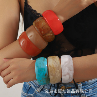 European and American Cross-Border Irregular Resin Bracelets with Large Marble Patterns and Exaggerated Colors