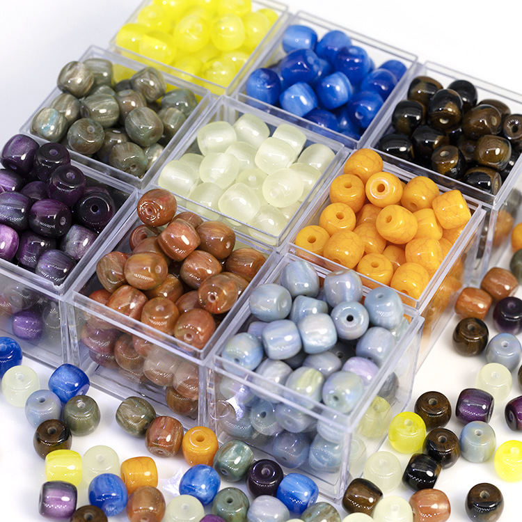 8*7mm Xinghe oil painting resin straight hole Pier beads barrel beads luminous beads diy bracelet necklace beaded pendant accessories