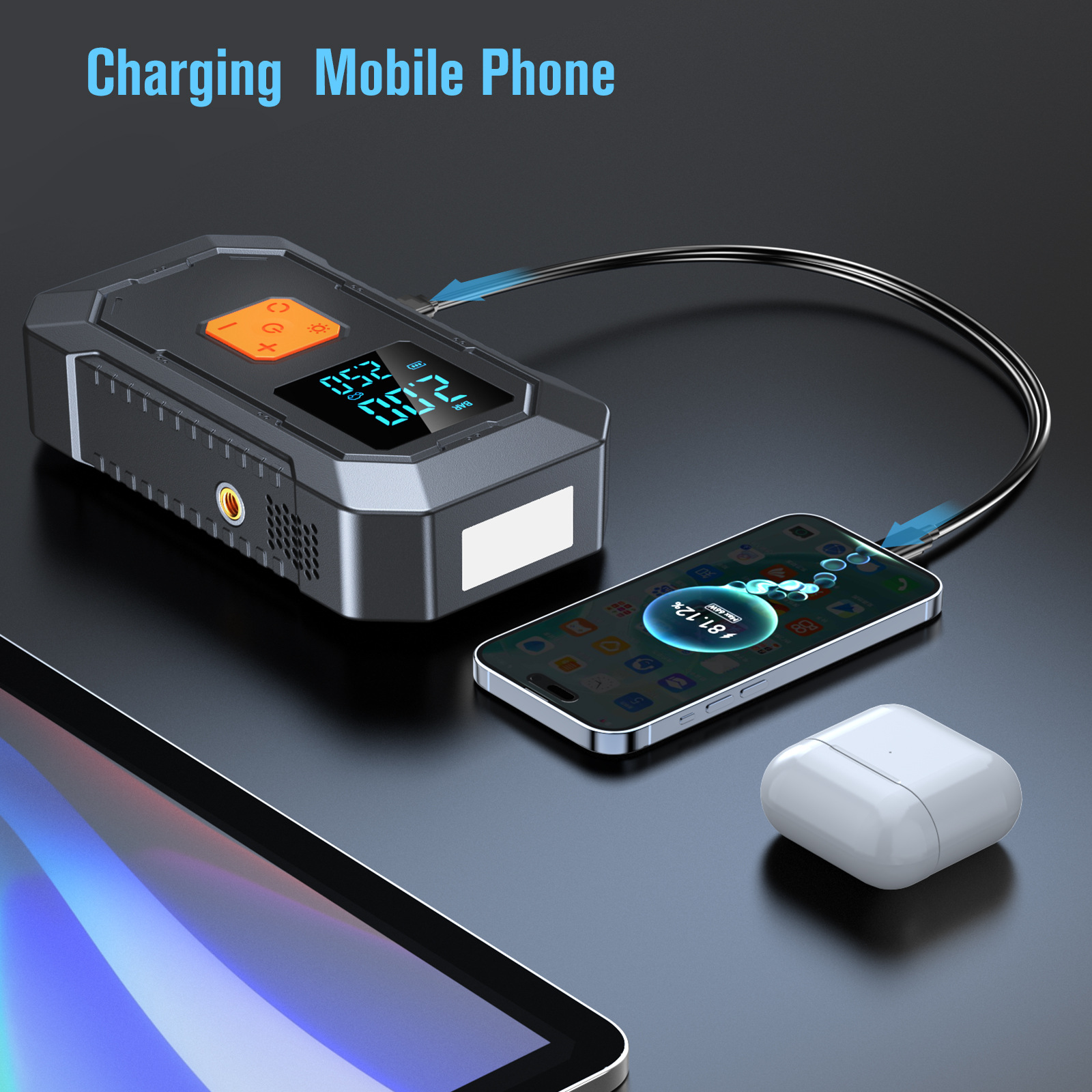 Cross-border vehicle-mounted air pump pump to start the all-in-one machine
