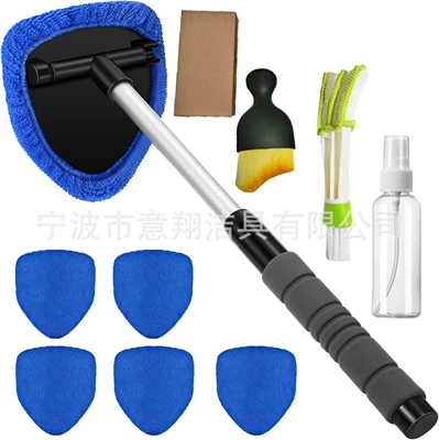 Defogging Brush Sponge Handle, Car cleaning tools - 6-blue-cloth-covers-1-set-of-b-type-plastic-parts-1-spray-bottle-1-green-and-white-air-conditioning-brush-1-small-brushkraft-paper-box