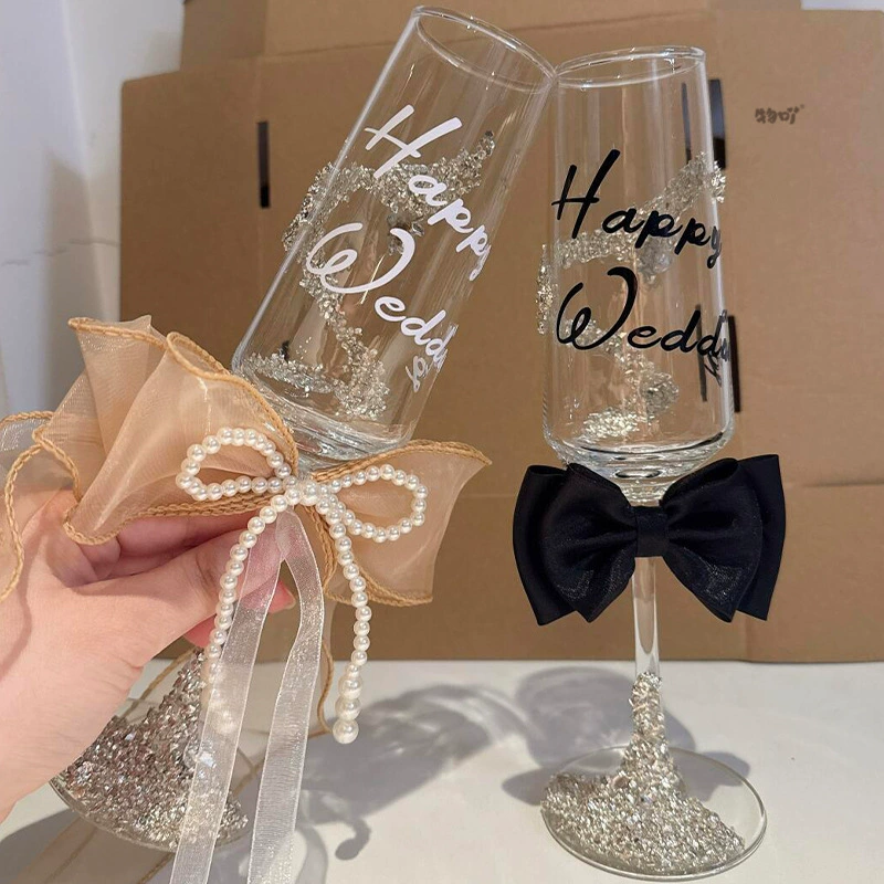 Креативная ниша, бокал для шампанского, чашка для тостов, сделай сам, чашка для тостов, свадебная пара, материал ручной работы, пакет, свадебный подарок на помолвку