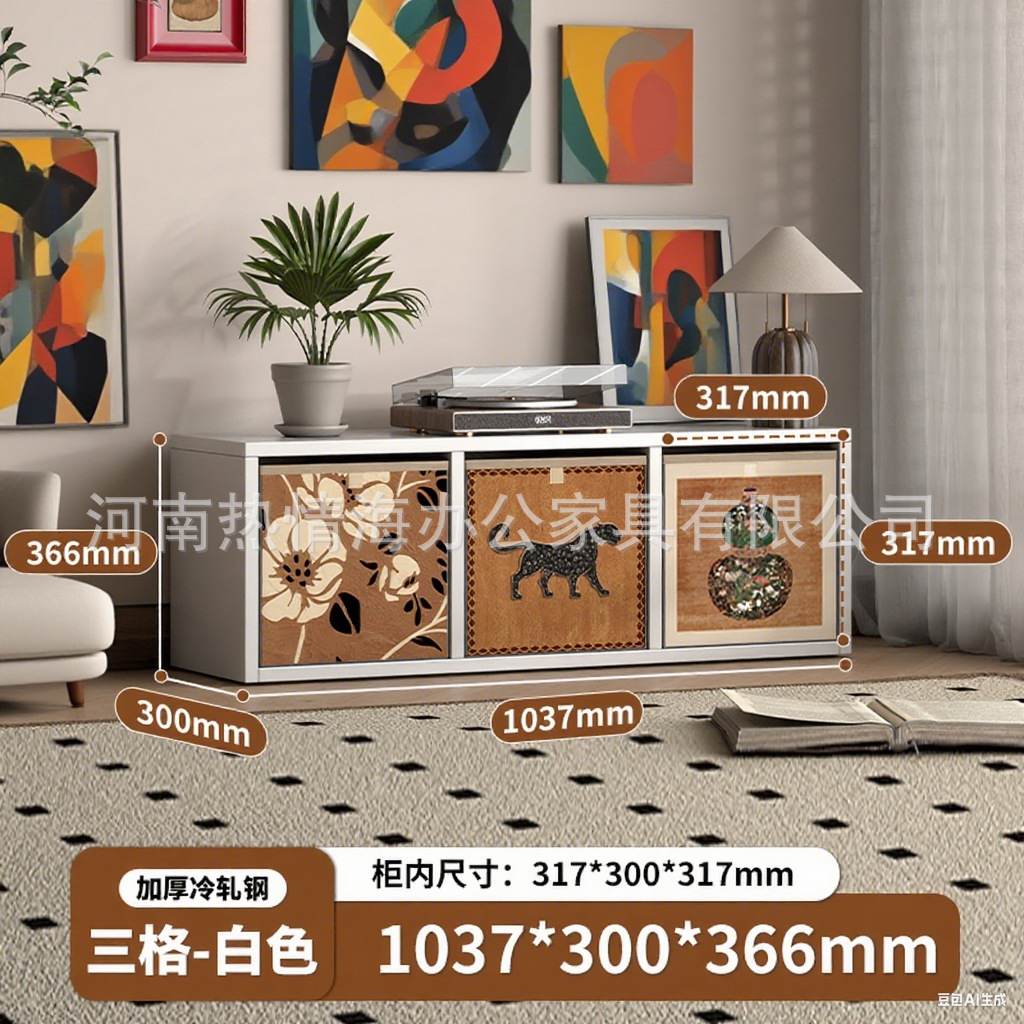 *steel formaldehyde-free*horizontal panel [no back panel] 3-compartment cabinet white single cabinet