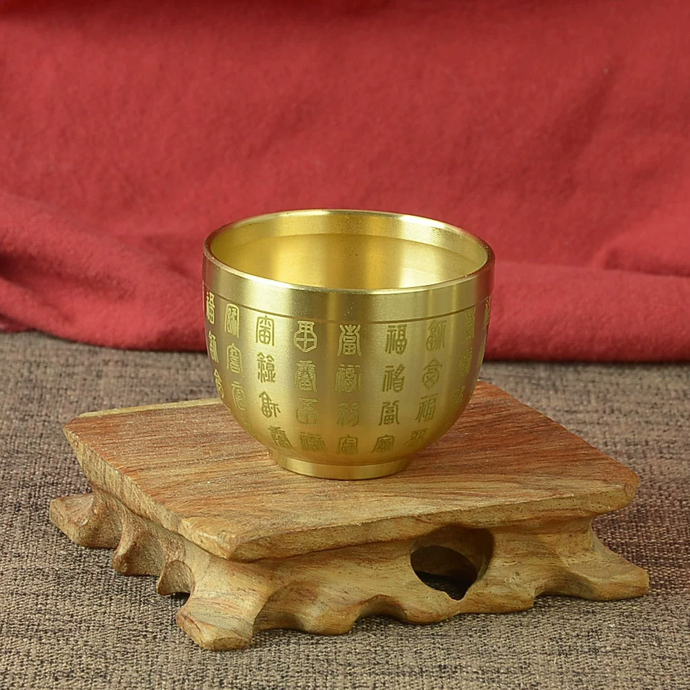 Brass small copper tea set, wineglass