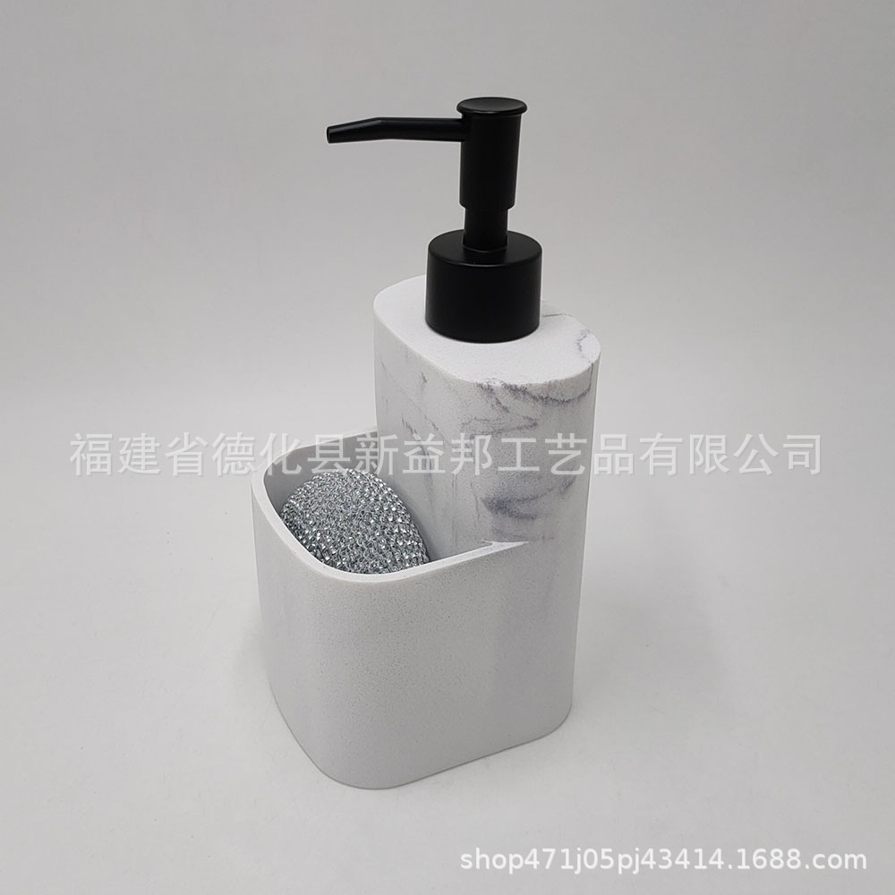 Fábrica al por mayor de resina desinfectante de manos botella imitación marmoleado botella de prensa loción detergente botella de gel de ducha sub-botella