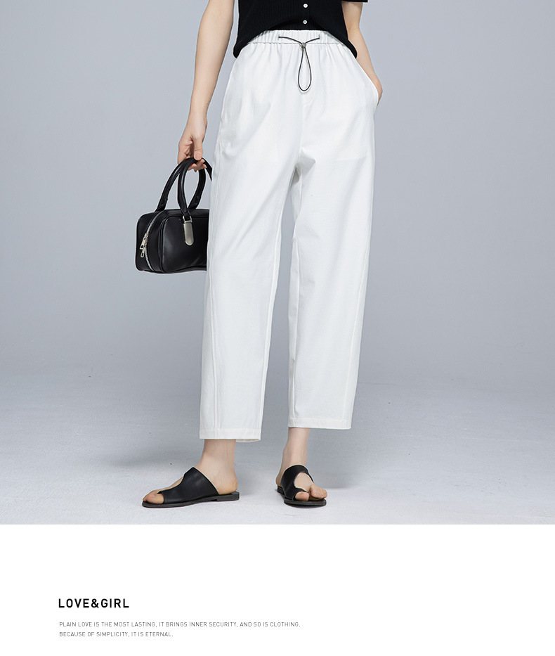 Quần culottes nữ ống rộng cạp chun rút dây dáng lười — Xanh lông mòng đen chi tiết 24