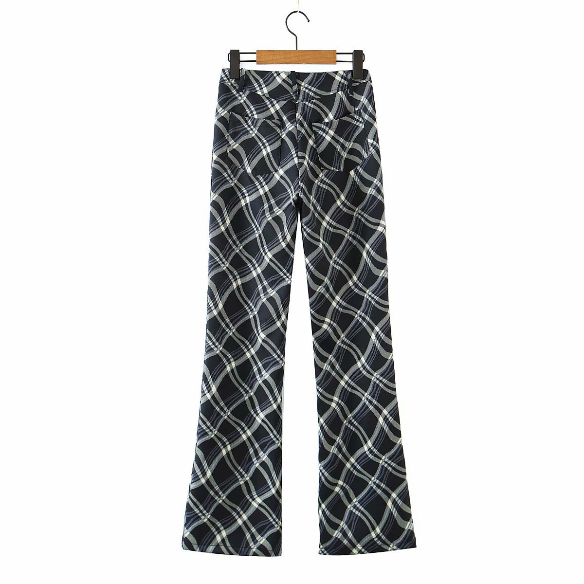 casual checkered bag hip trousers   NSAM49173