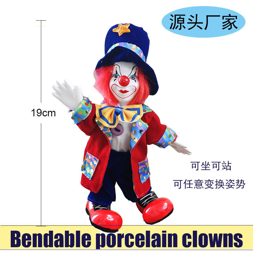 Decorations Ceramic Clown Doll A07-8 Ornaments Home Circus Souvenir Cross-border E-Commerce 6-inch Art Handmade
