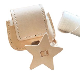 Suitable for Apple Third Generation Earphone Bag Apricot Star Diagonal Earphone Bag Mini Pu Leather Earphone Bag