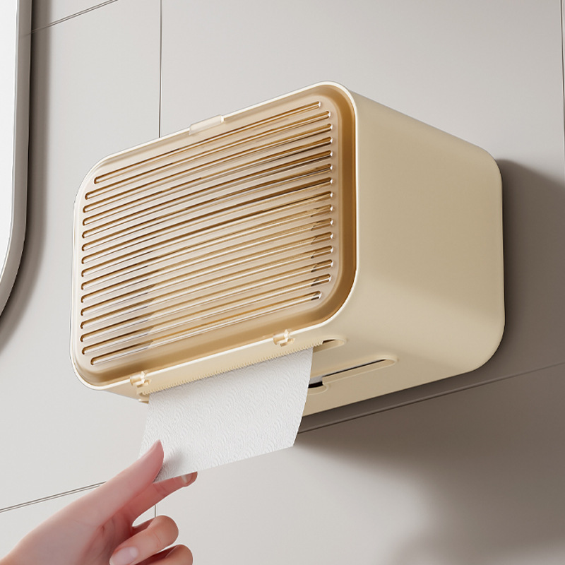 Caja de pañuelos impermeable sin perforaciones, inodoro para el hogar, caja de dibujo de pared simple impermeable, rollo de papel de dibujo de baño
