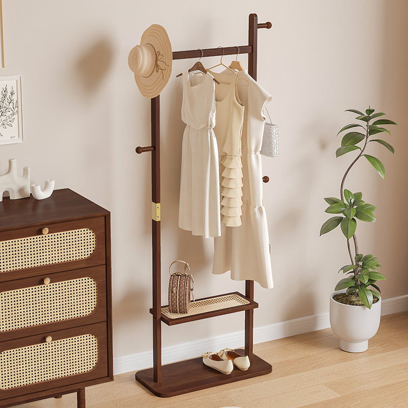 Perchero de madera maciza simple, perchero de entrada, perchero de almacenamiento, perchero de dormitorio de piso, perchero de interior multifuncional