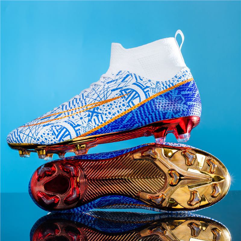 Cristiano Ronaldo and Messi High-Top Football Shoes New Model for Boys and Girls Cr7 Long and Short Ag Studs Non-Slip Gold Sole Adult Training Shoes