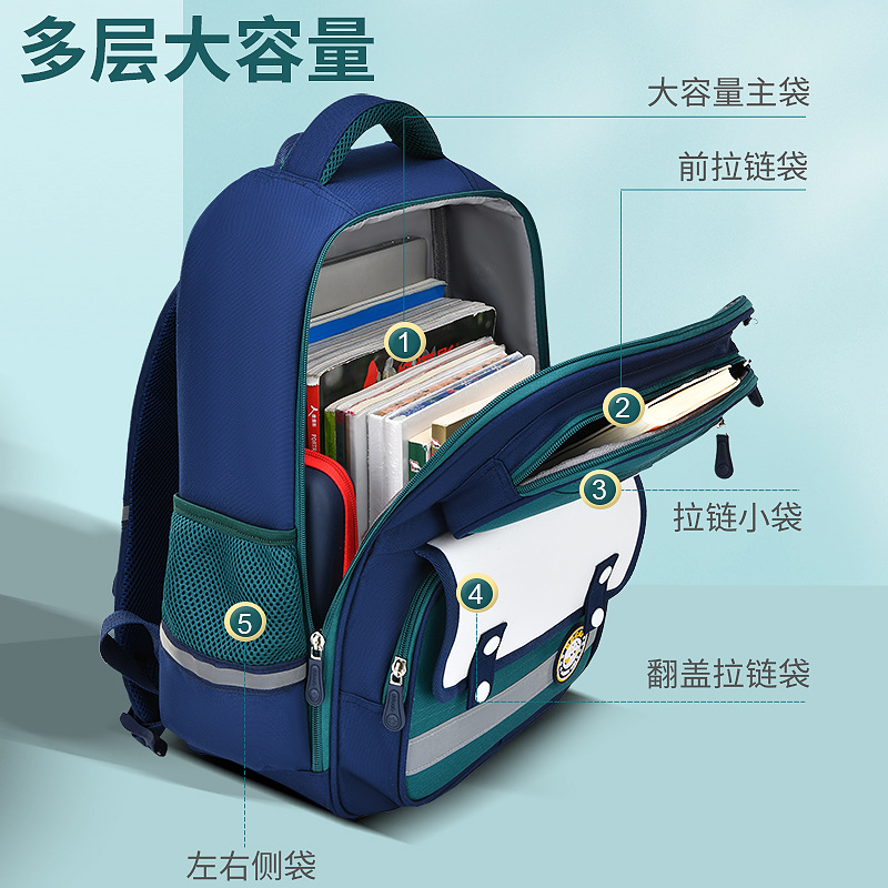 [Tablero de película de presión 3D] Dingdang CAT estudiante de escuela primaria mochila masculina guapo reducción de carga niños entrega al por mayor 2024 Nuevo